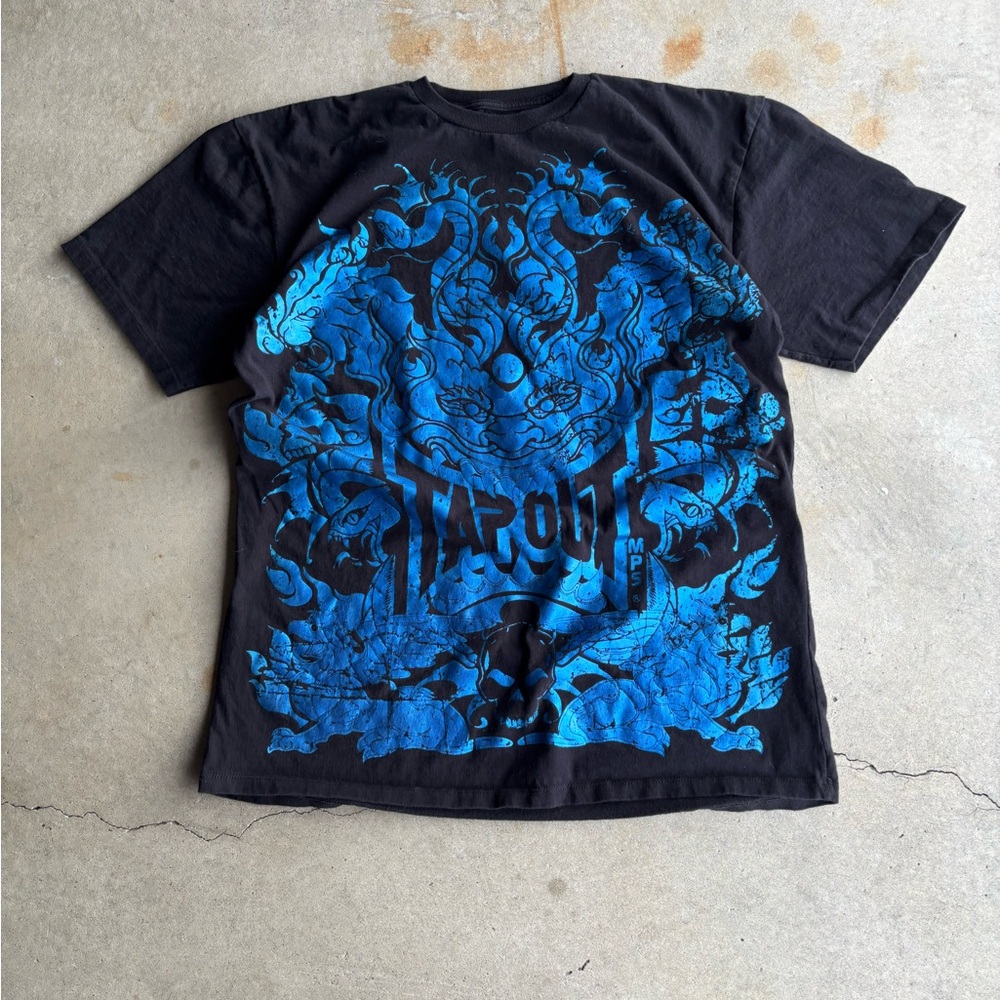 Tapout Men's Black Tee with Blue Graphic